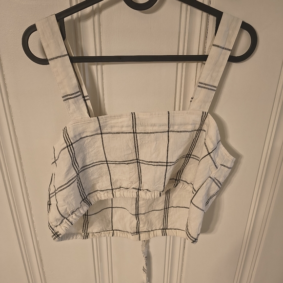 A New Day White Black Plaid Crop Top Medium - Picture 3 of 3
